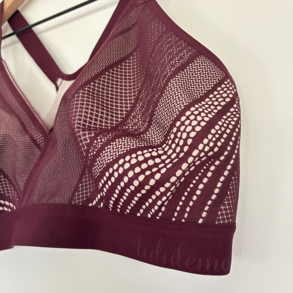 Lululemon Awake to Lace Bra 34E in Garnet Red and Beige - Picture 4 of 10
